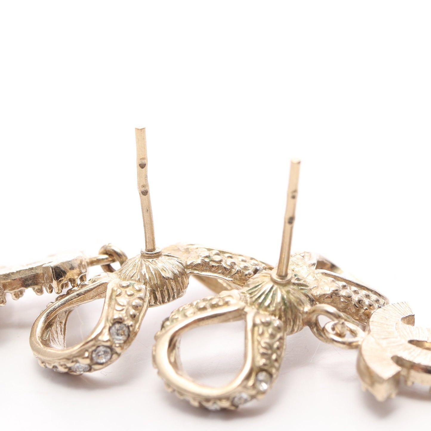 ココマーク リボン ピアス GP ラインストーン ゴールド クリア S14P シャネル アクセサリー CHANEL