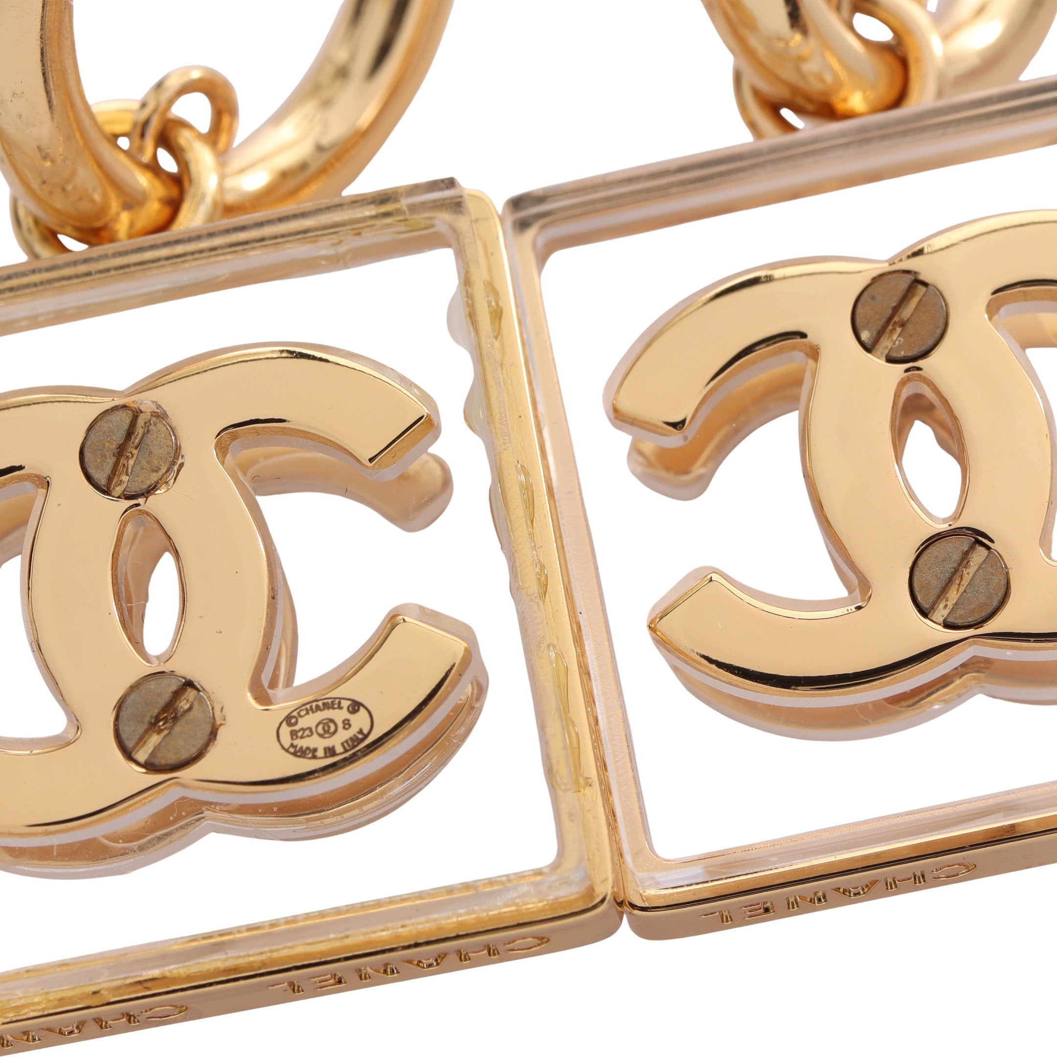 ココマーク スクエア スイング フープ ピアス GP ゴールド クリア B23S