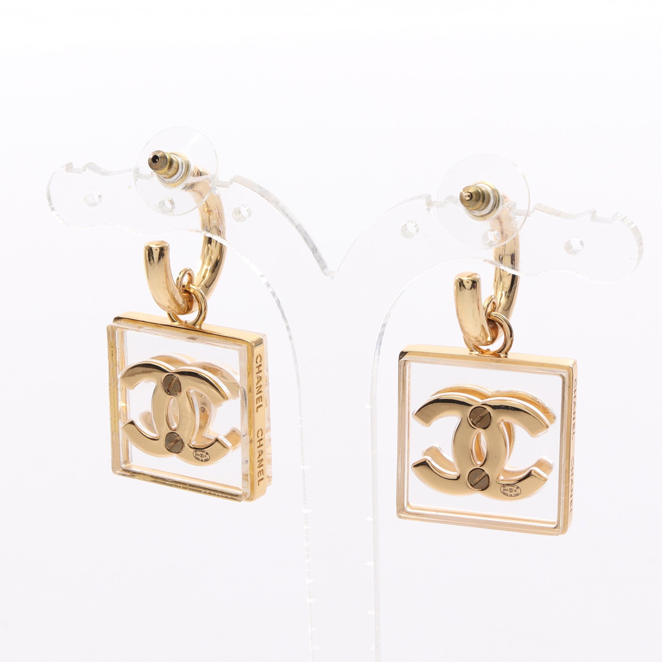 ココマーク スクエア スイング フープ ピアス GP ゴールド クリア B23S