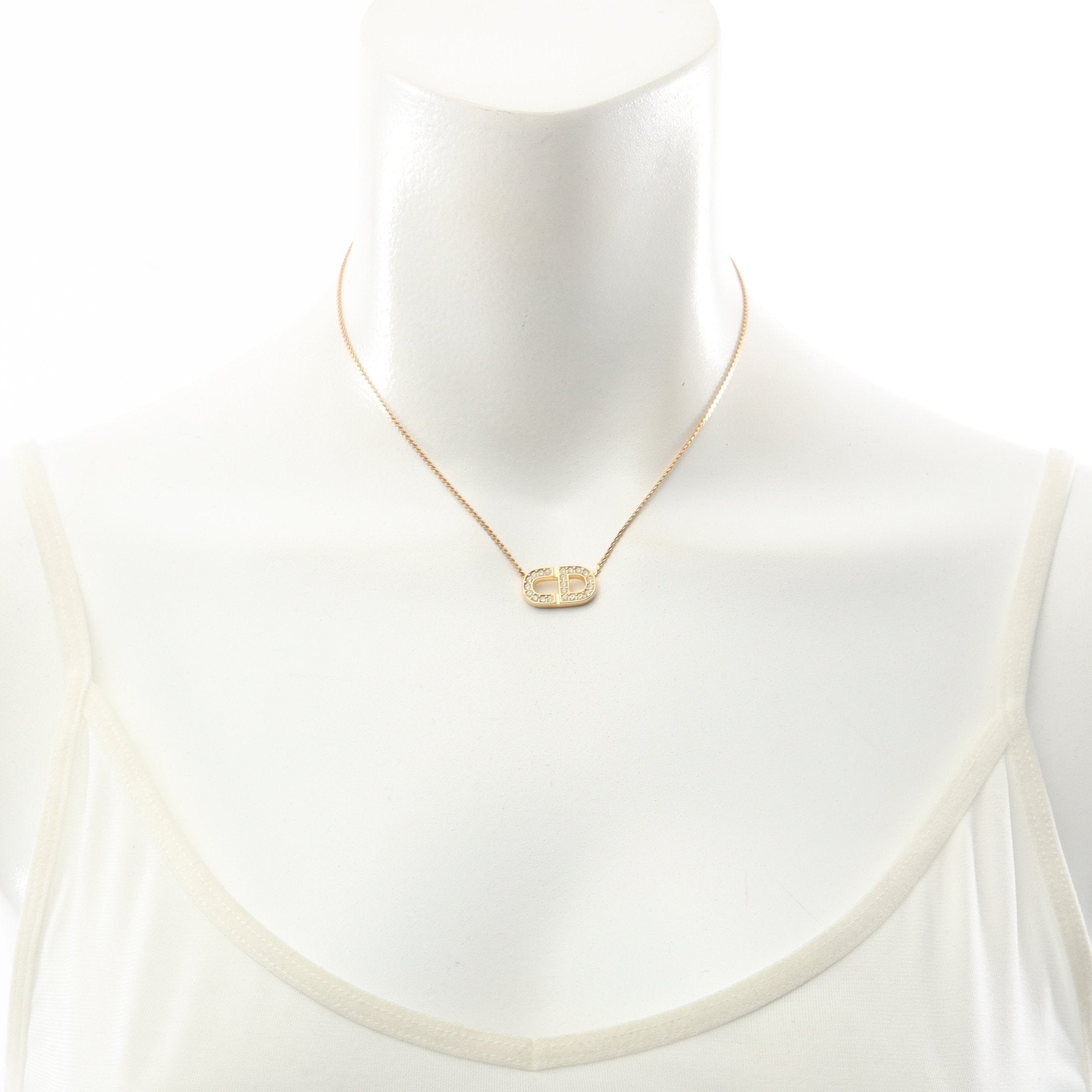 CDロゴ ネックレス GP ラインストーン ゴールド クリア クリスチャン