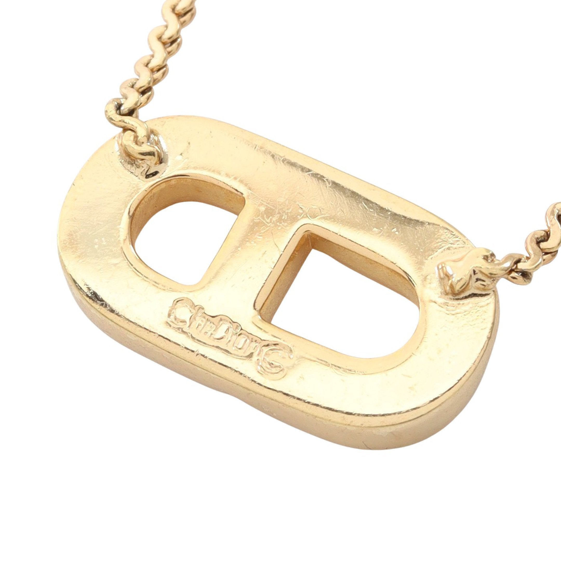 CDロゴ ネックレス GP ラインストーン ゴールド クリア クリスチャン