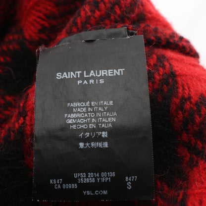 ニット ギンガムチェック ウール アルパカ レッド ブラック サンローランパリ トップス SAINT LAURENT PARIS