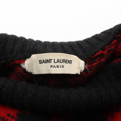 ニット ギンガムチェック ウール アルパカ レッド ブラック サンローランパリ トップス SAINT LAURENT PARIS