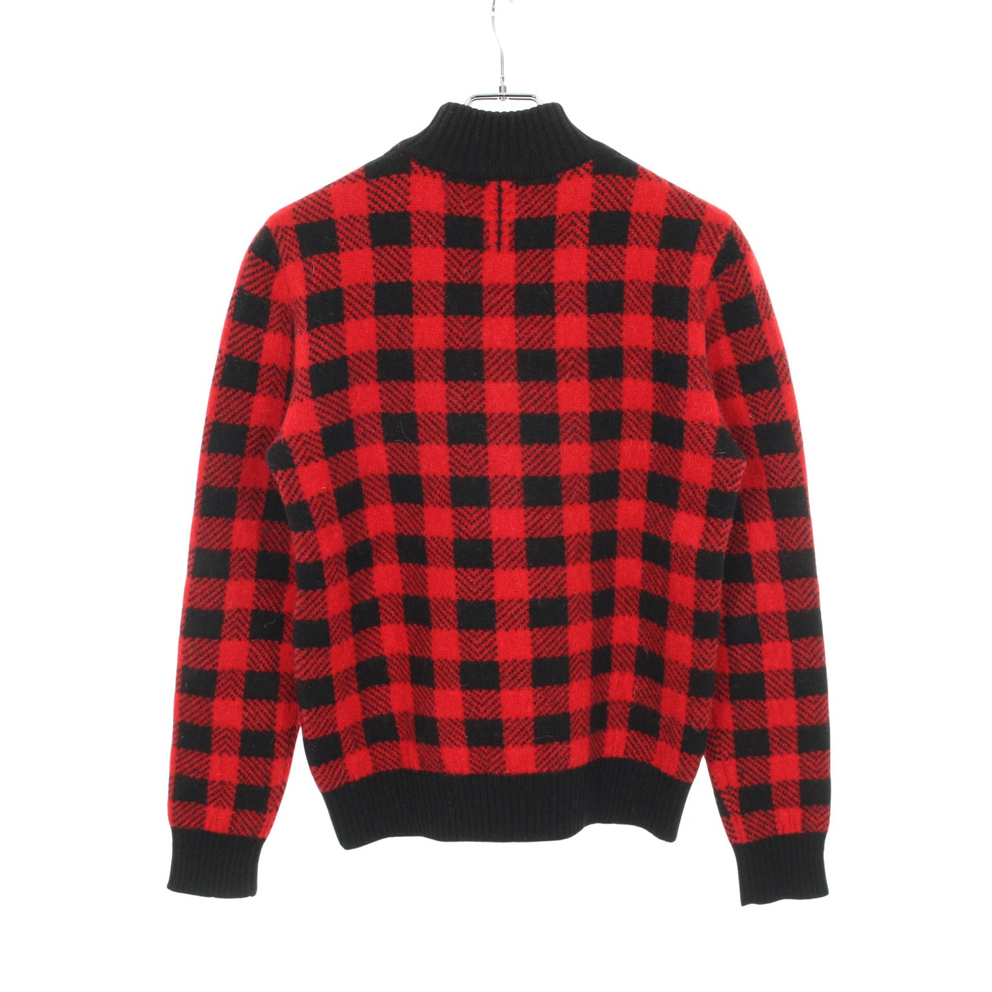 ニット ギンガムチェック ウール アルパカ レッド ブラック サンローランパリ トップス SAINT LAURENT PARIS