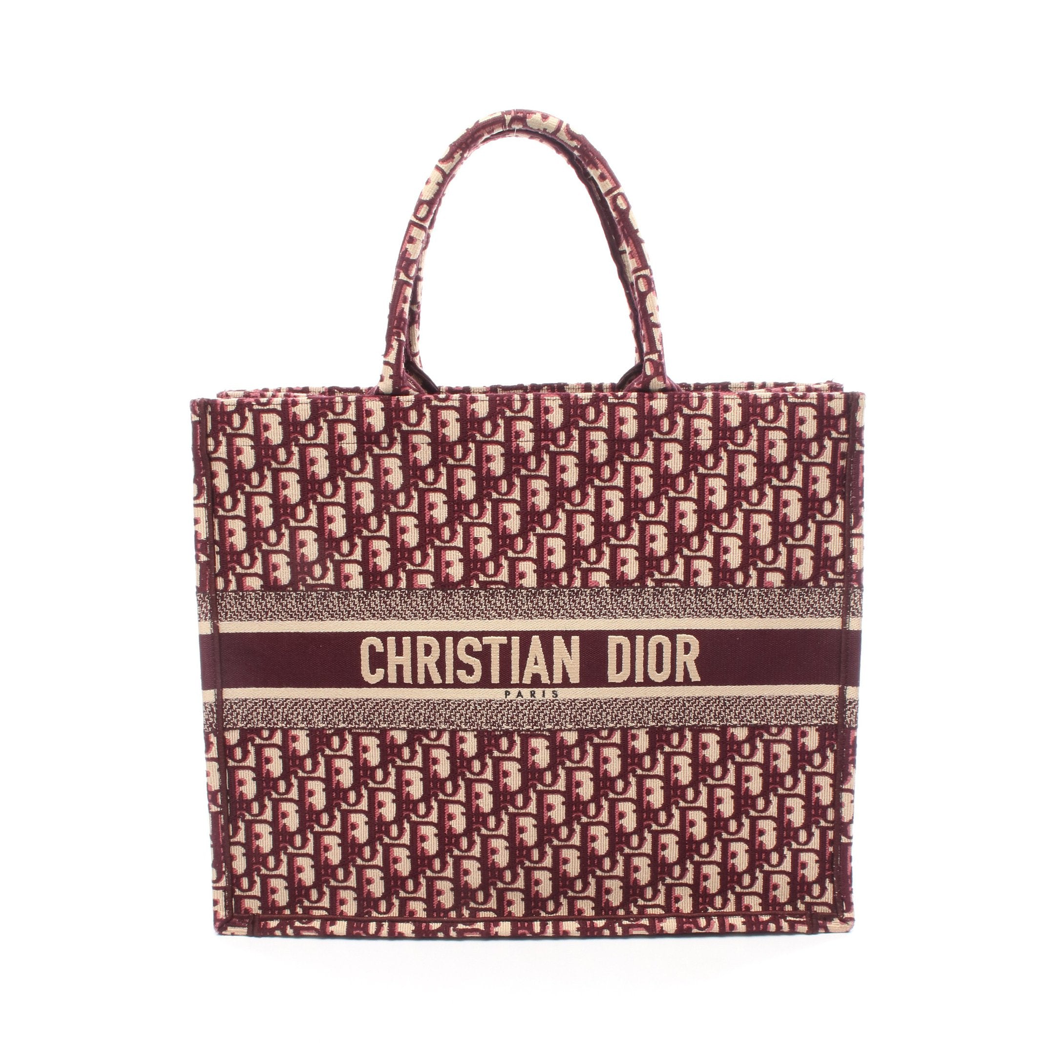 Christian Dior クリスチャンディオール  トートバッグ キャンバス ボルドー系 【中古】 レディース BOOK TOTE ブックトート ラージ ハンドバッグ トートバッグ キャンバス