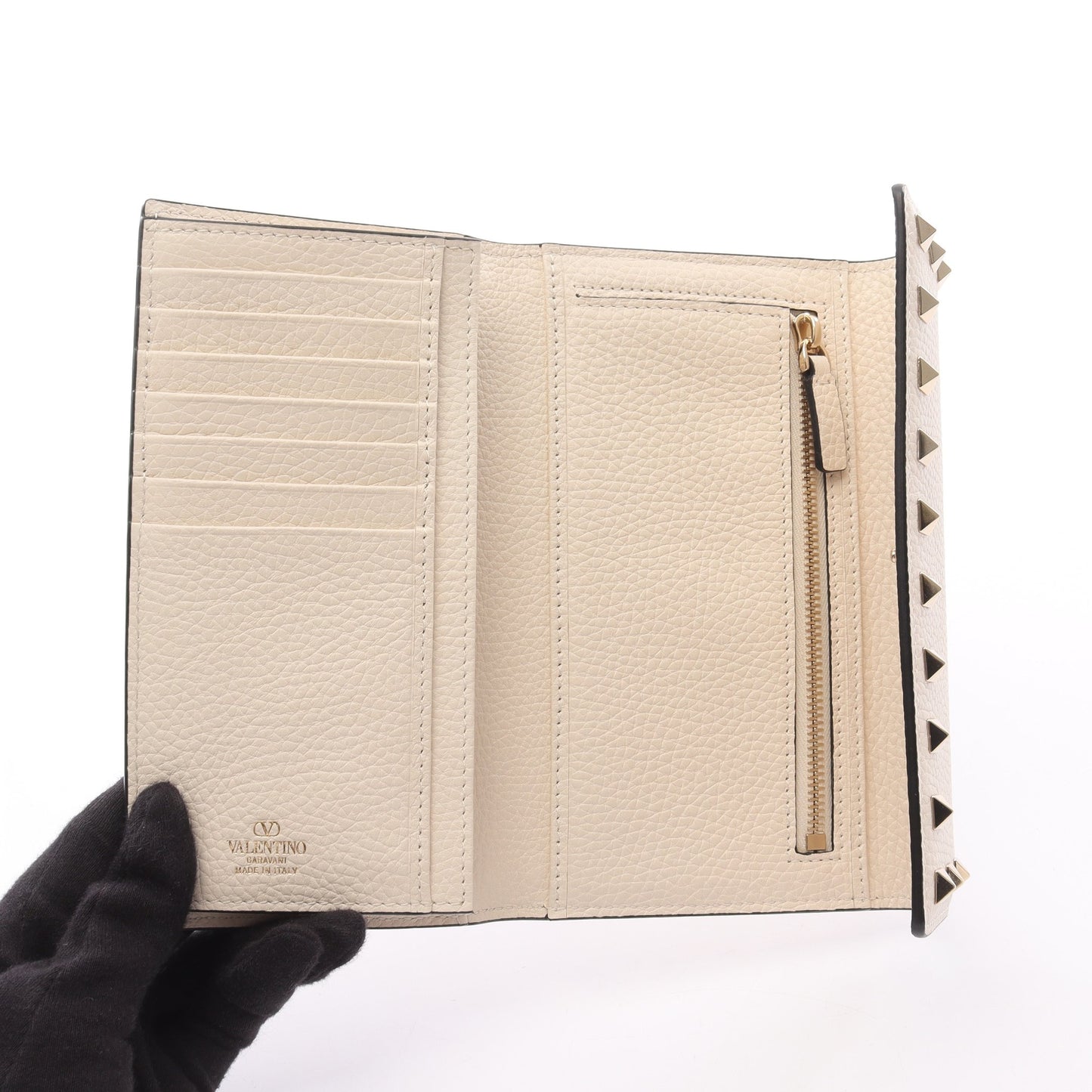 ロックスタッズ 三つ折り長財布 レザー アイボリー ヴァレンティノガラヴァーニ 財布・小物 VALENTINO GARAVANI