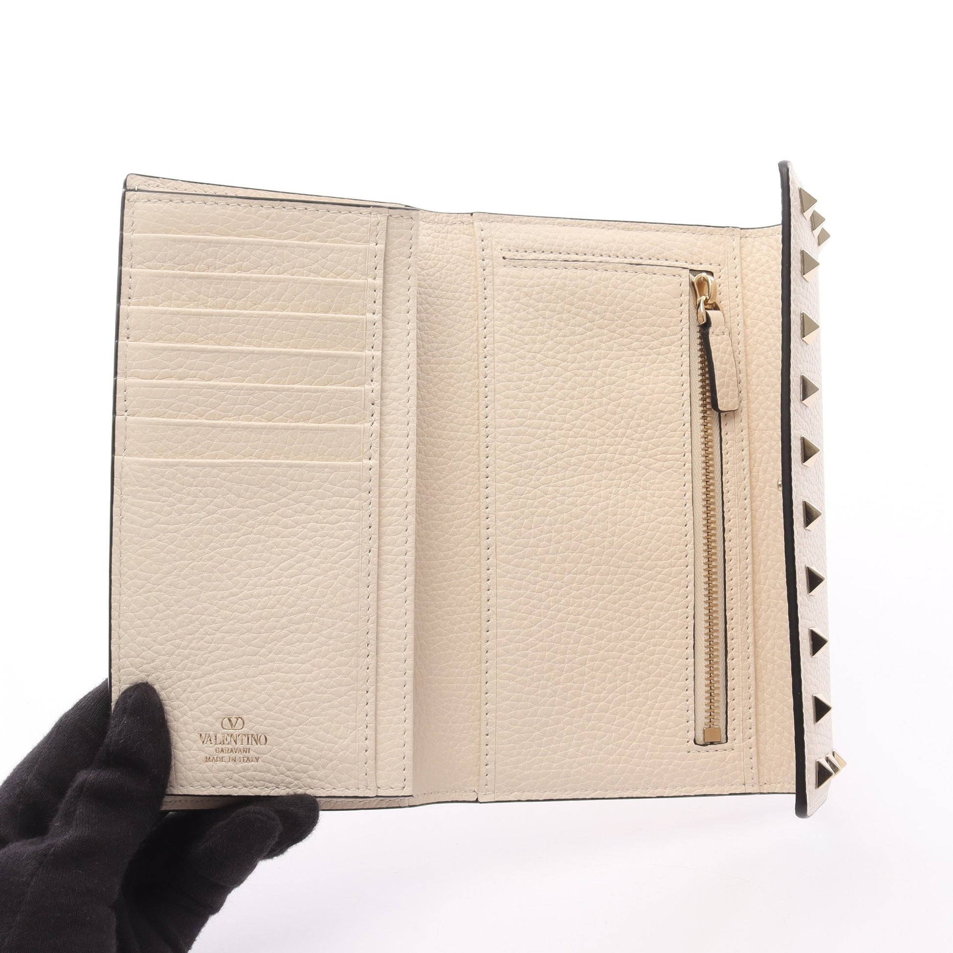 ロックスタッズ 三つ折り長財布 レザー アイボリー ヴァレンティノガラヴァーニ 財布・小物 VALENTINO GARAVANI