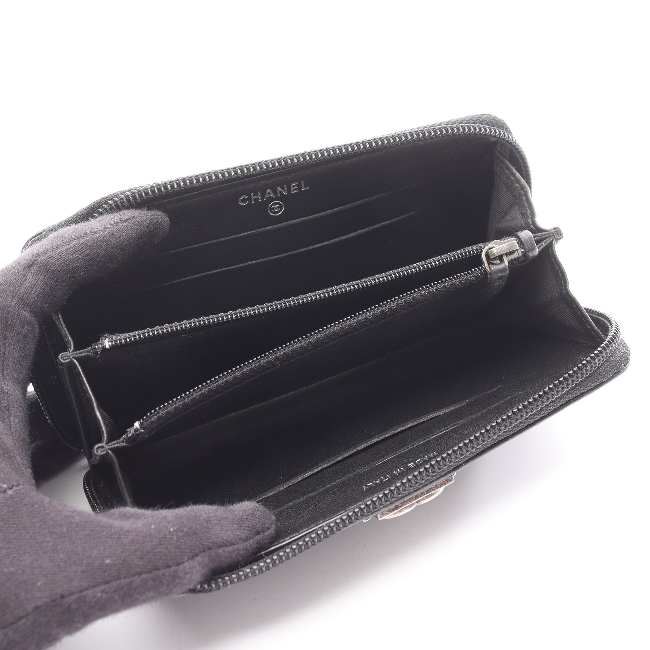 ボーイシャネル ジップ ウォレット ラウンドファスナー財布 レザー