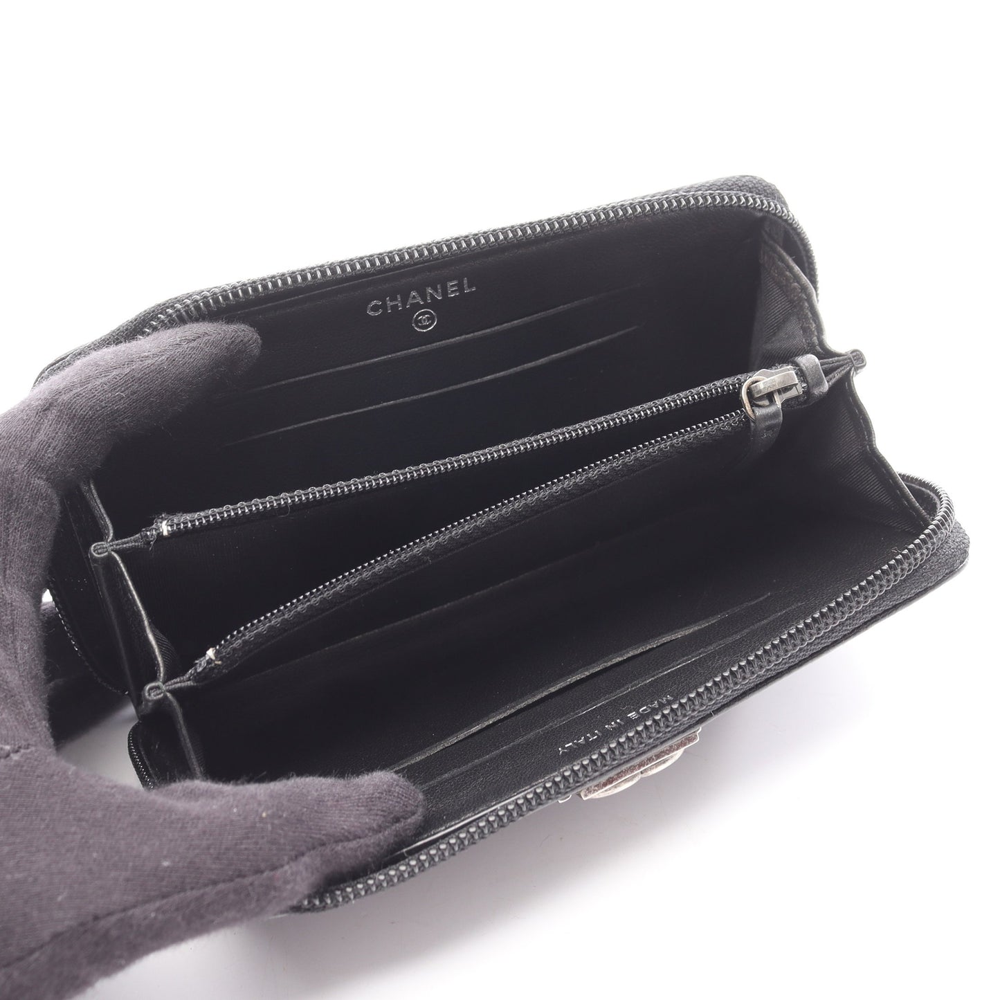 ボーイシャネル ジップ ウォレット ラウンドファスナー財布 レザー ブラック アンティークシルバー金具 シャネル 財布・小物 CHANEL