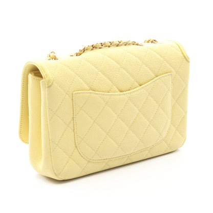 CCフィリグリー チェーンショルダーバッグ キャビアスキン ライトイエロー ゴールド金具 シャネル バッグ CHANEL