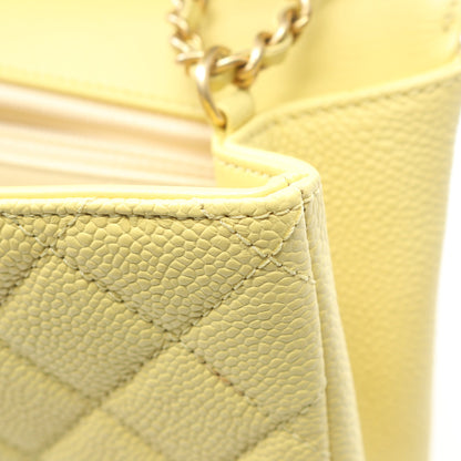 CCフィリグリー チェーンショルダーバッグ キャビアスキン ライトイエロー ゴールド金具 シャネル バッグ CHANEL