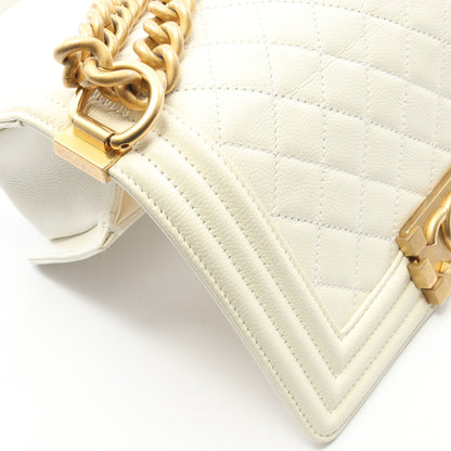 ボーイシャネル スモール チェーンショルダーバッグ キャビアスキン ホワイト ゴールド金具 シャネル バッグ CHANEL