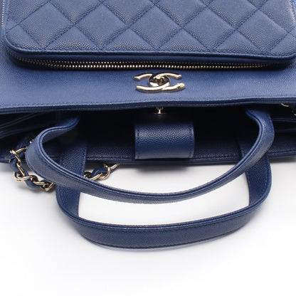 ビジネスアフィニティ マトラッセ チェーンショルダーバッグ キャビアスキン ブルー ゴールド金具 2WAY シャネル バッグ CHANEL