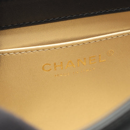 マトラッセ チェーンショルダーバッグ ラムスキン ブラック ゴールド金具 シャネル バッグ CHANEL