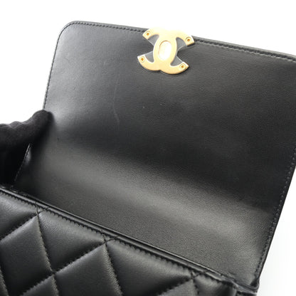 マトラッセ チェーンショルダーバッグ ラムスキン ブラック ゴールド金具 シャネル バッグ CHANEL