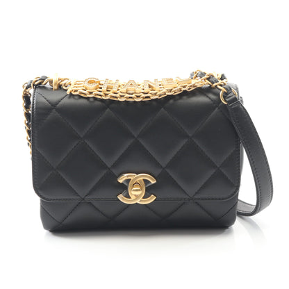 マトラッセ チェーンショルダーバッグ ラムスキン ブラック ゴールド金具 シャネル バッグ CHANEL