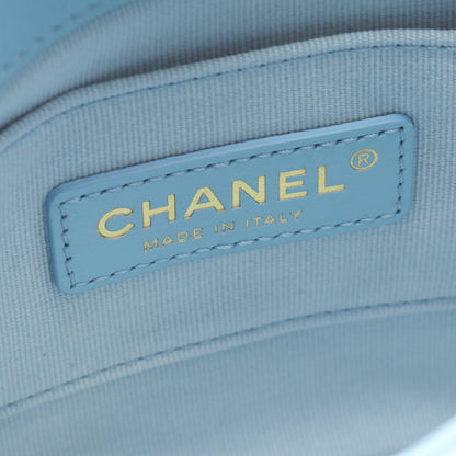 マトラッセ チェーンショルダーバッグ ラムスキン ライトブルー コンビ金具 シャネル バッグ CHANEL