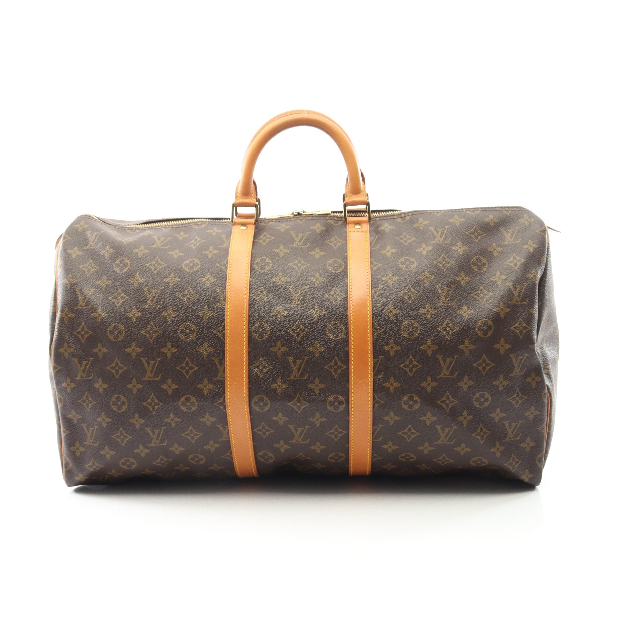 キーポル55 モノグラム ボストンバッグ PVC レザー ブラウン ルイ