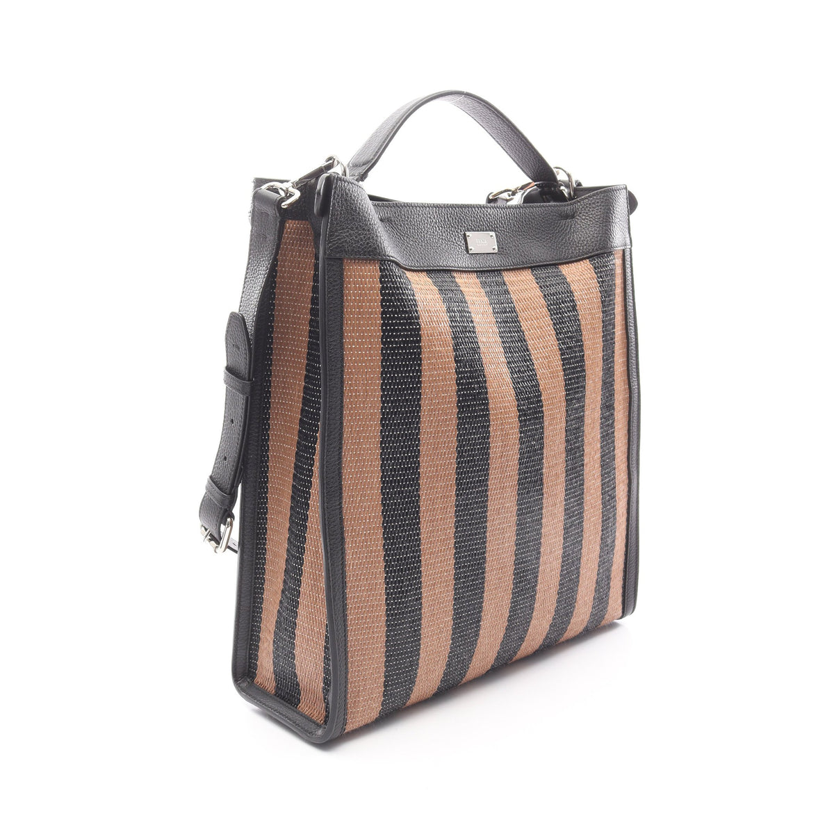 ピーカブー エックスライトフィット ハンドバッグ トートバッグ ラフィア レザー ブラック ブラウン 2WAY フェンディ バッグ FENDI