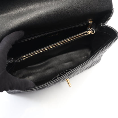 マトラッセ ココハンドル ハンドバッグ キャビアスキン ブラック ゴールド金具 2WAY シャネル バッグ CHANEL