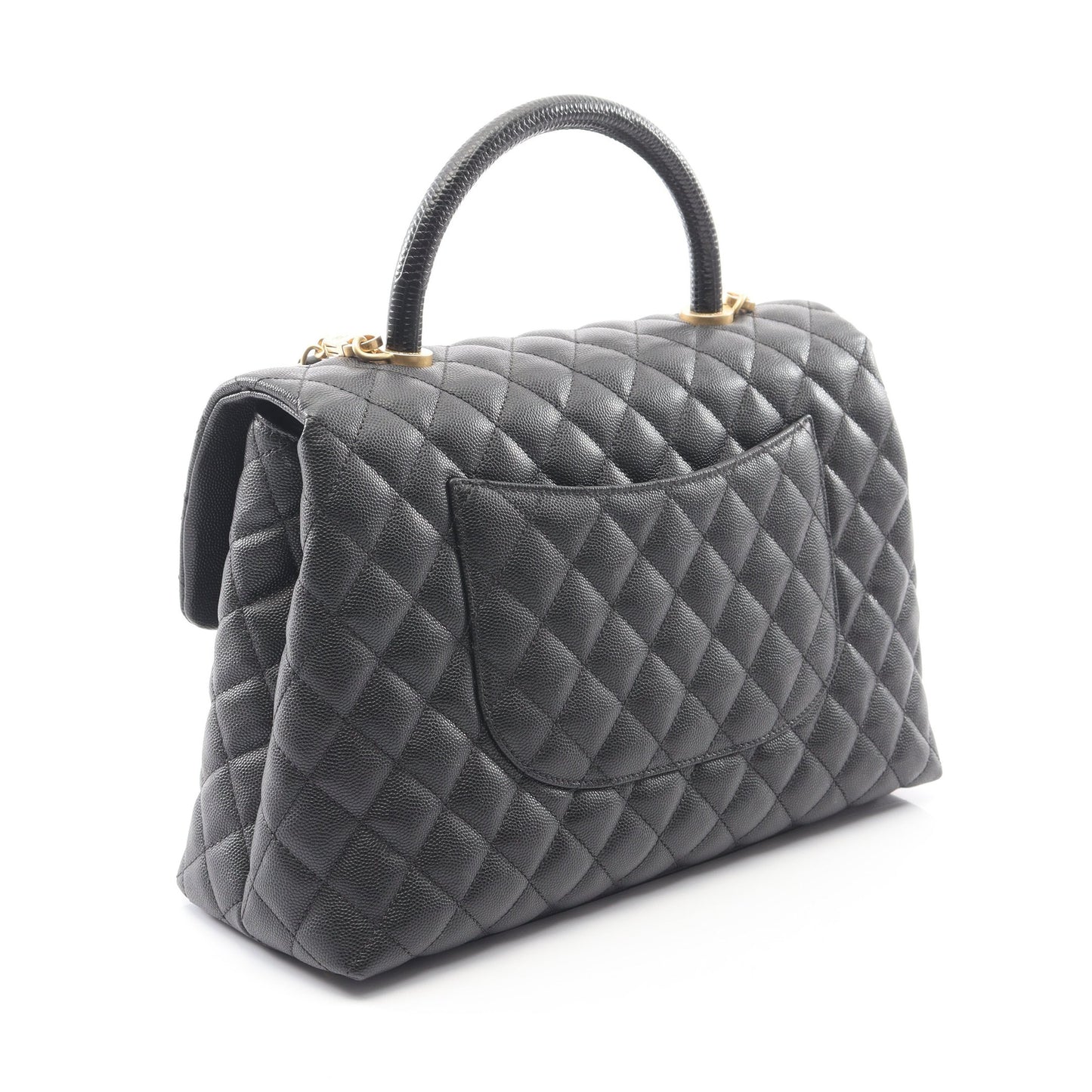 マトラッセ ココハンドル ハンドバッグ キャビアスキン ブラック ゴールド金具 2WAY シャネル バッグ CHANEL