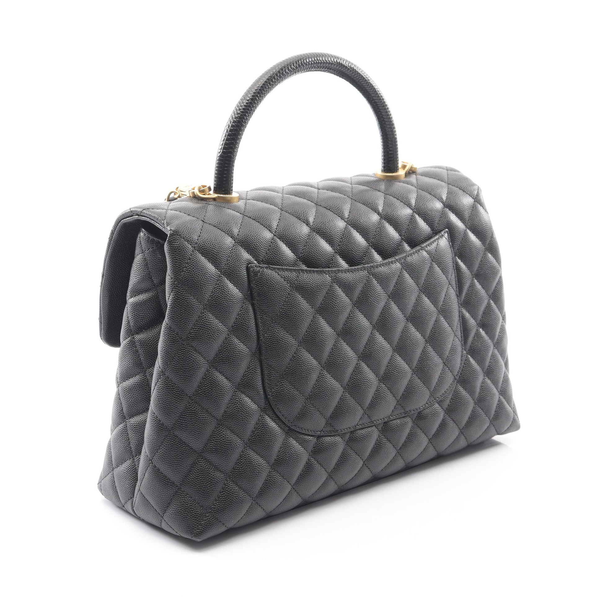 マトラッセ ココハンドル ハンドバッグ キャビアスキン ブラック ゴールド金具 2WAY シャネル バッグ CHANEL