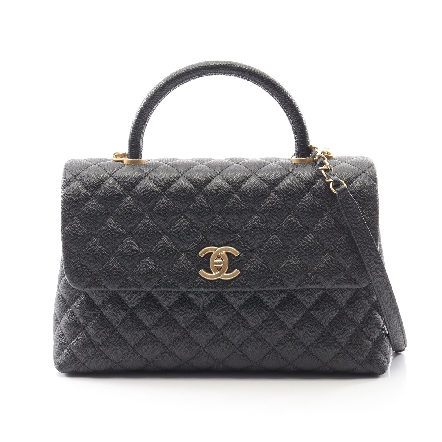 マトラッセ ココハンドル ハンドバッグ キャビアスキン ブラック ゴールド金具 2WAY シャネル バッグ CHANEL