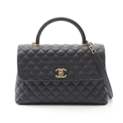 マトラッセ ココハンドル ハンドバッグ キャビアスキン ブラック ゴールド金具 2WAY シャネル バッグ CHANEL