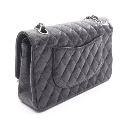 マトラッセ Wフラップ Wチェーンショルダーバッグ キャビアスキン ブラック シルバー金具 シャネル バッグ CHANEL