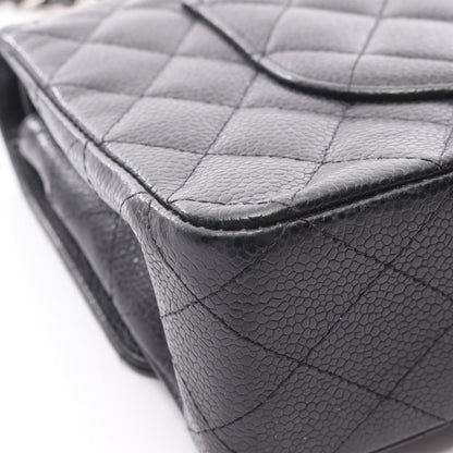 マトラッセ Wフラップ Wチェーンショルダーバッグ キャビアスキン ブラック シルバー金具 シャネル バッグ CHANEL