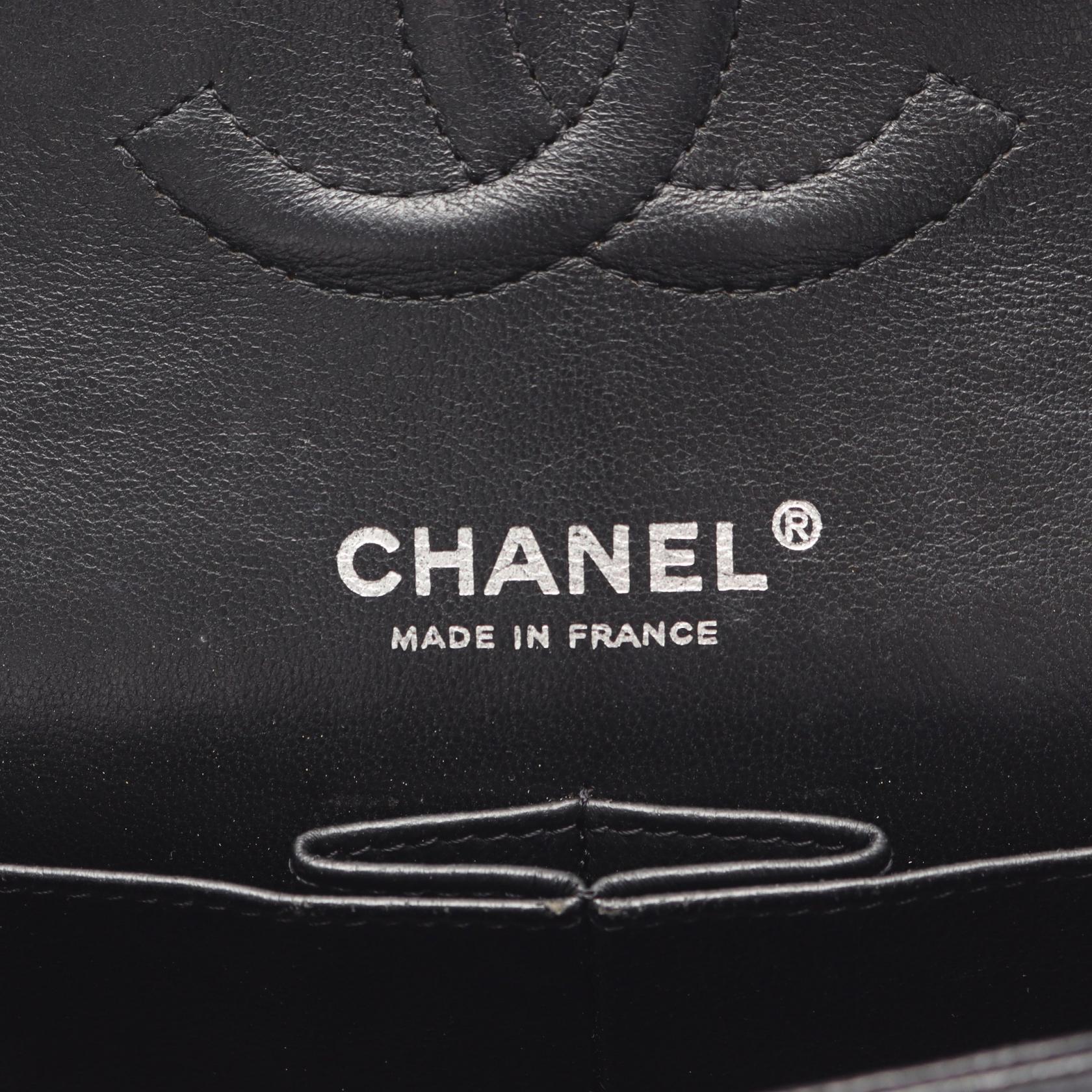 マトラッセ Wフラップ Wチェーンショルダーバッグ キャビアスキン ブラック シルバー金具 シャネル バッグ CHANEL