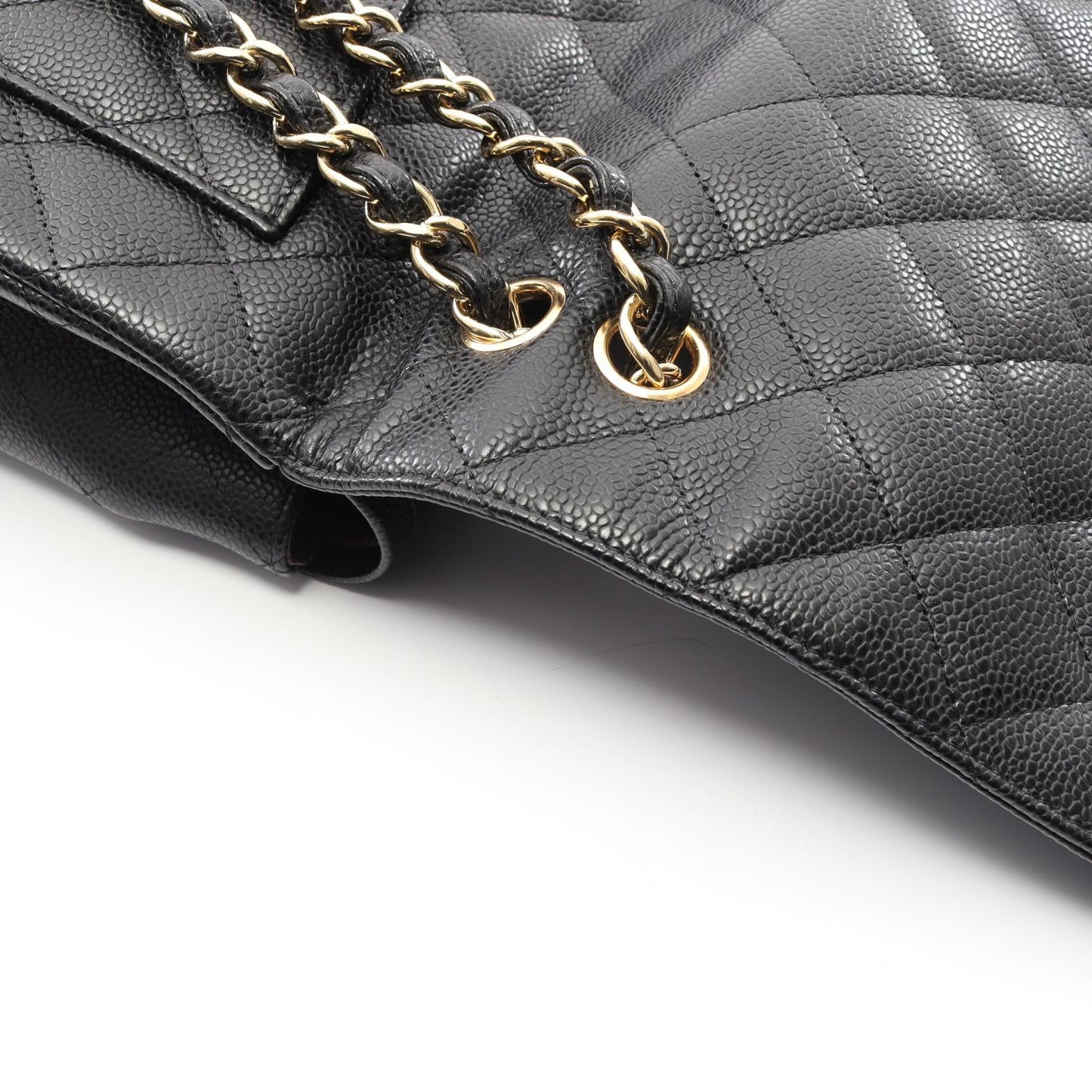 デカマトラッセ34 Wフラップ Wチェーンショルダーバッグ キャビアスキン ブラック ゴールド金具 シャネル バッグ CHANEL
