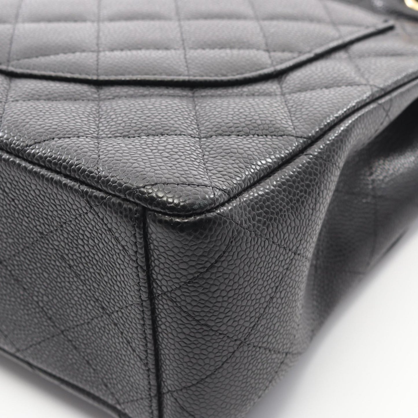 デカマトラッセ34 Wフラップ Wチェーンショルダーバッグ キャビアスキン ブラック ゴールド金具 シャネル バッグ CHANEL