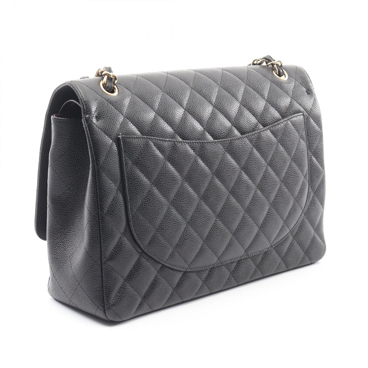 デカマトラッセ34 Wフラップ Wチェーンショルダーバッグ キャビアスキン ブラック ゴールド金具 シャネル バッグ CHANEL