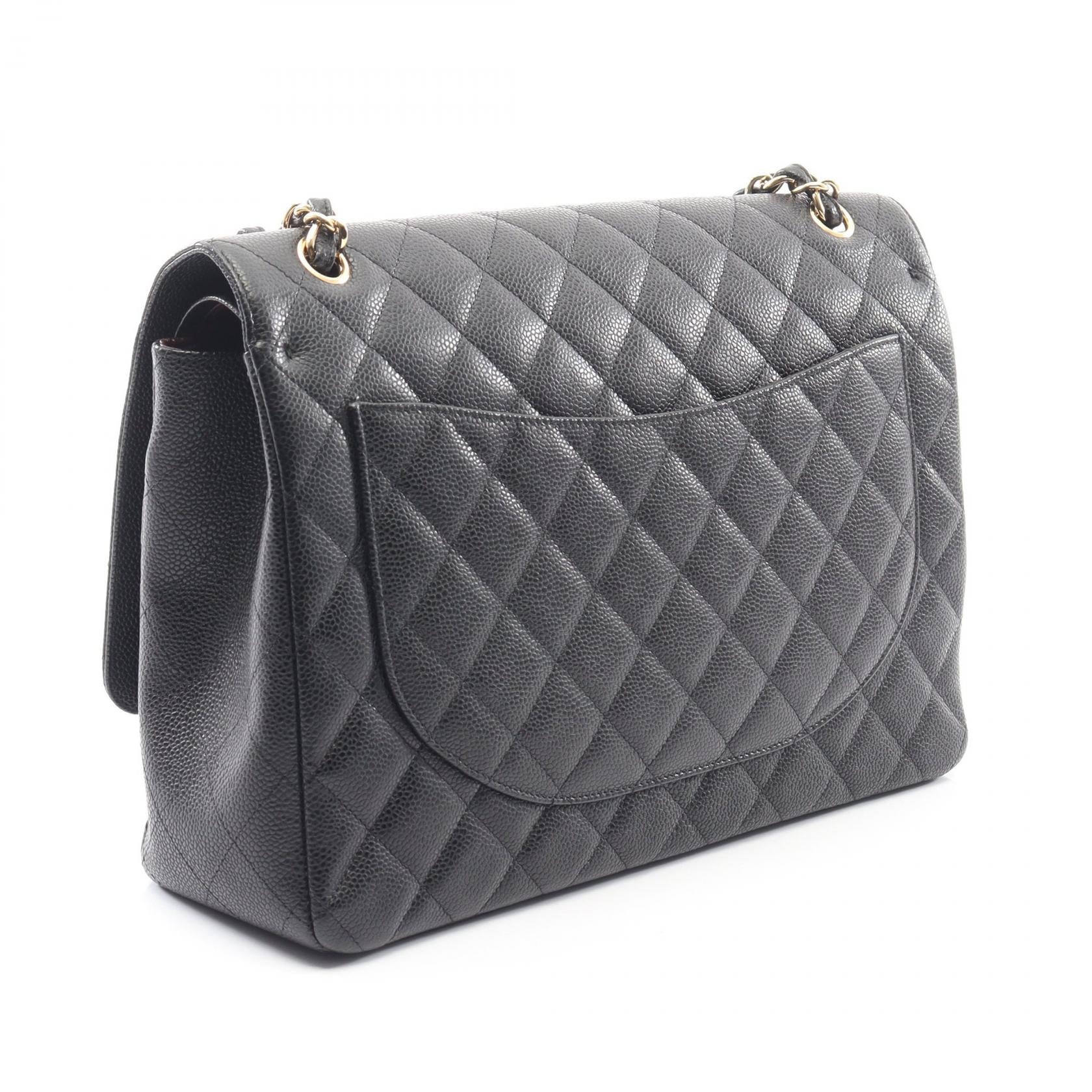 デカマトラッセ34 Wフラップ Wチェーンショルダーバッグ キャビアスキン ブラック ゴールド金具 シャネル バッグ CHANEL