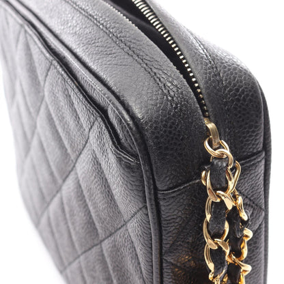 マトラッセ チェーンショルダーバッグ キャビアスキン ブラック ゴールド金具 シャネル バッグ CHANEL