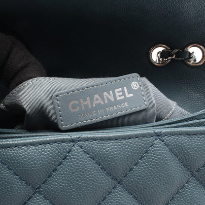 ミニマトラッセ チェーンショルダーバッグ キャビアスキン ブルーグレー シルバー金具 シャネル バッグ CHANEL