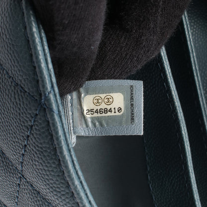 ミニマトラッセ チェーンショルダーバッグ キャビアスキン ブルーグレー シルバー金具 シャネル バッグ CHANEL