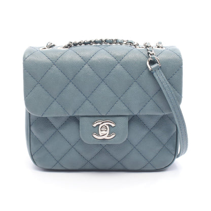 ミニマトラッセ チェーンショルダーバッグ キャビアスキン ブルーグレー シルバー金具 シャネル バッグ CHANEL