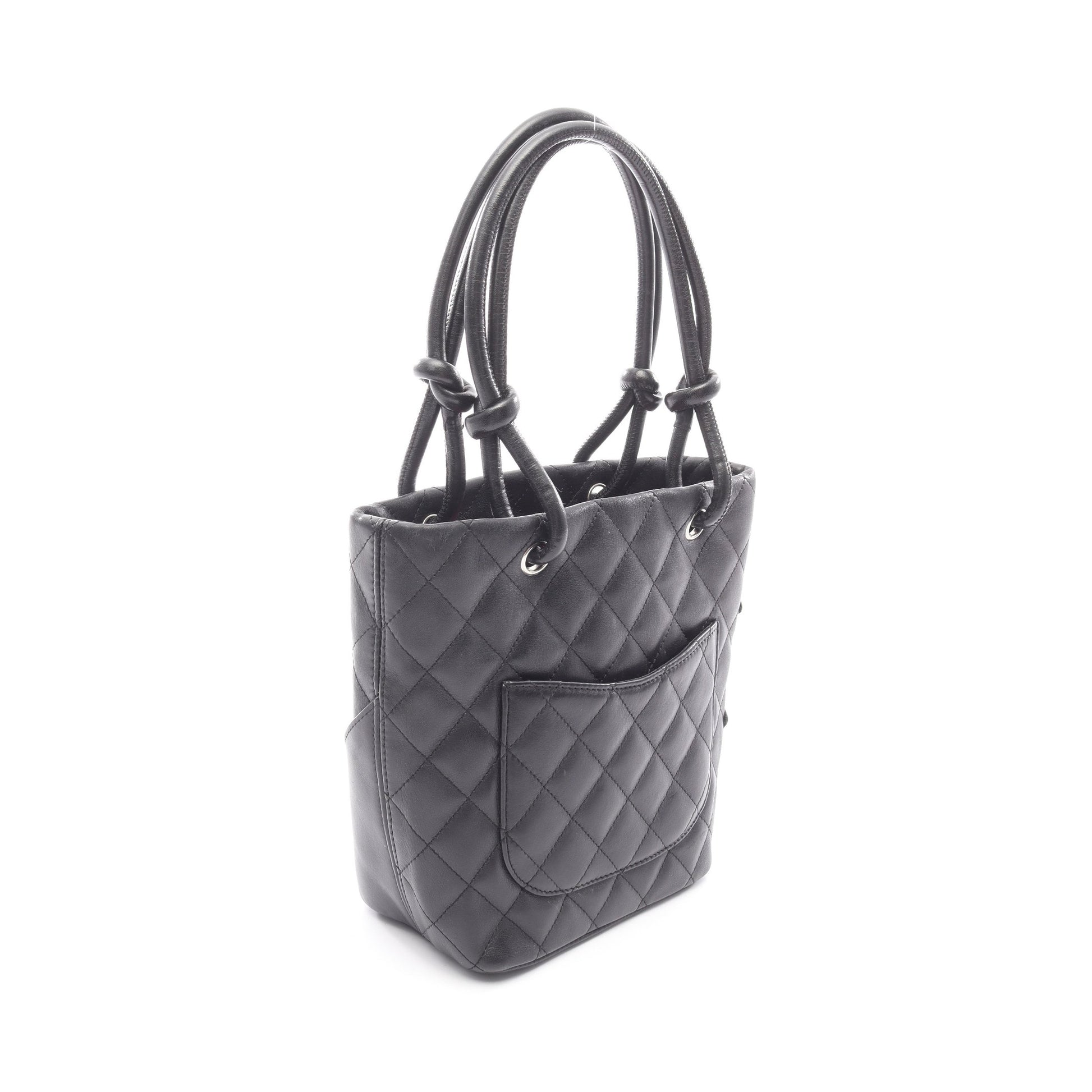 カンボンライン スモール ハンドバッグ トートバッグ レザー ブラック シルバー金具 シャネル バッグ CHANEL