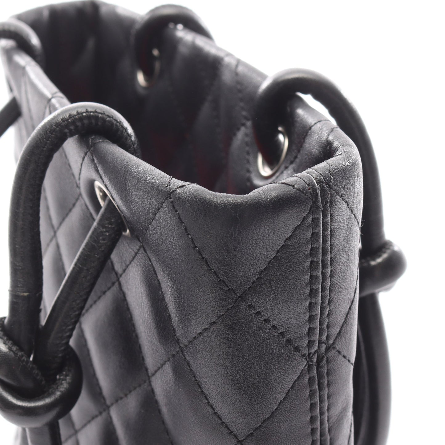 カンボンライン スモール ハンドバッグ トートバッグ レザー ブラック シルバー金具 シャネル バッグ CHANEL
