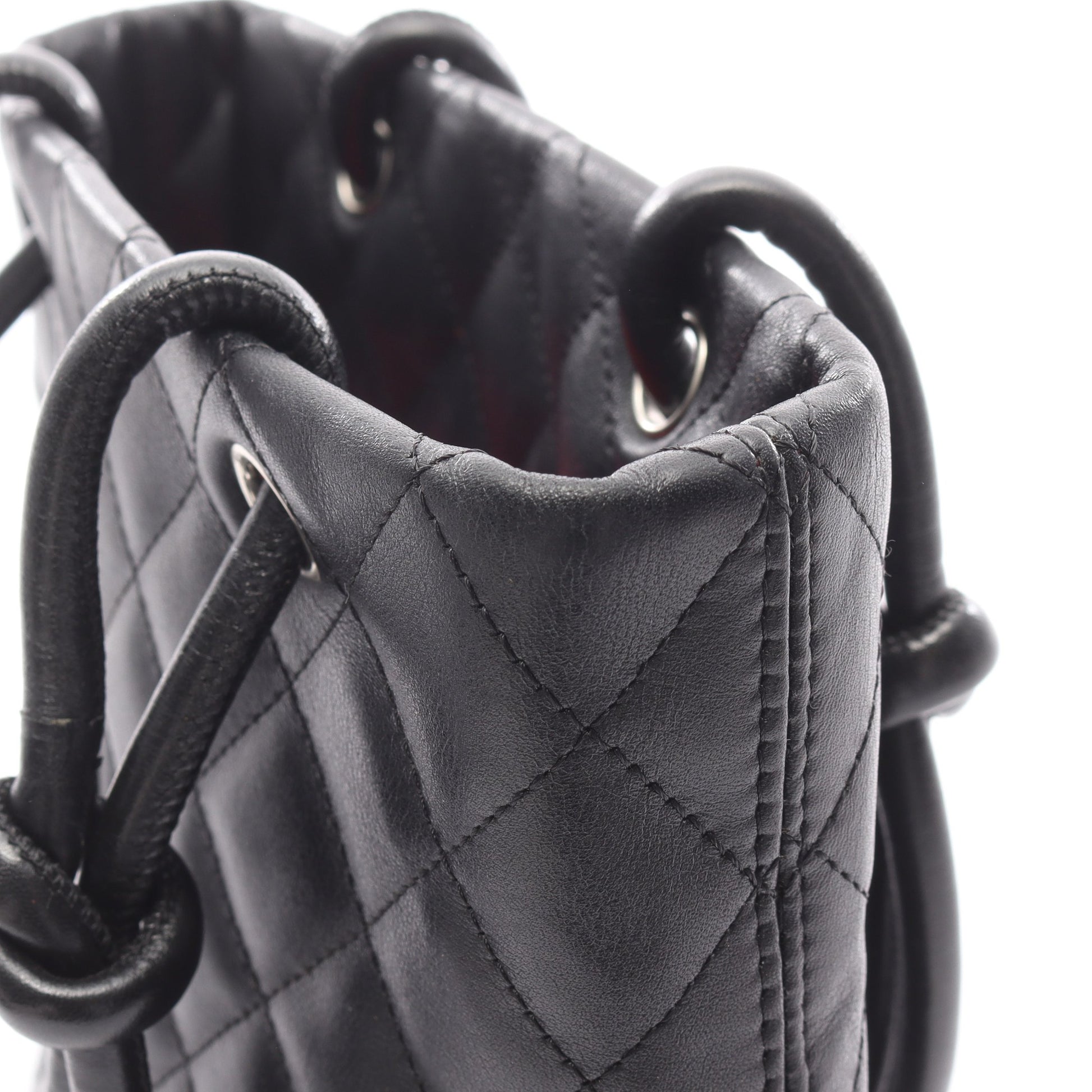 カンボンライン スモール ハンドバッグ トートバッグ レザー ブラック シルバー金具 シャネル バッグ CHANEL