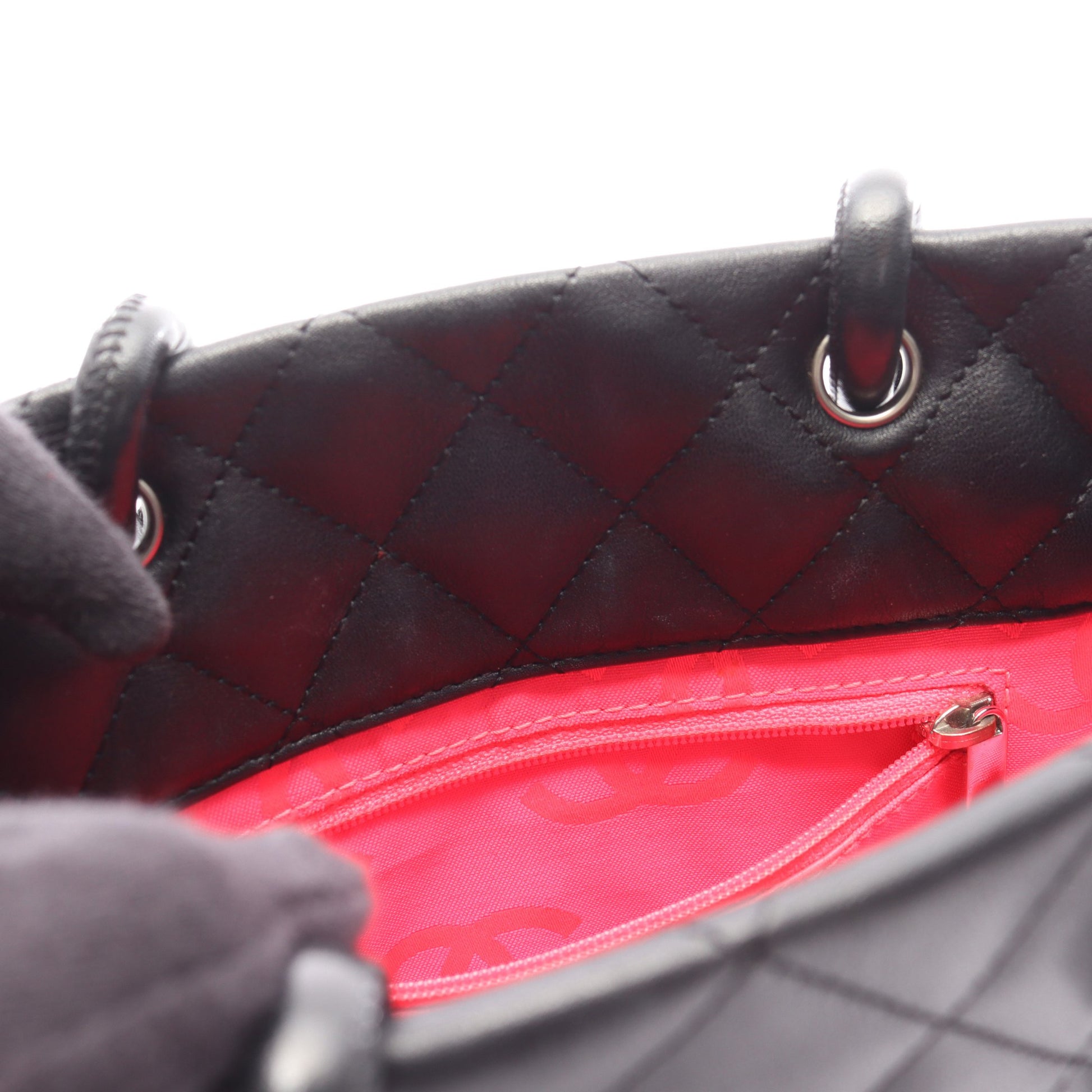 カンボンライン スモール ハンドバッグ トートバッグ レザー ブラック シルバー金具 シャネル バッグ CHANEL