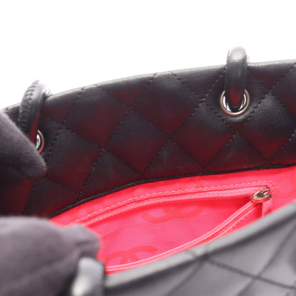 カンボンライン スモール ハンドバッグ トートバッグ レザー ブラック シルバー金具 シャネル バッグ CHANEL