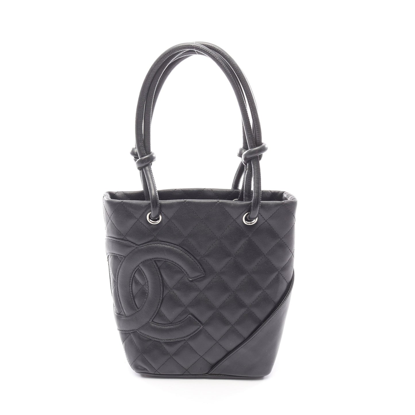 カンボンライン スモール ハンドバッグ トートバッグ レザー ブラック シルバー金具 シャネル バッグ CHANEL
