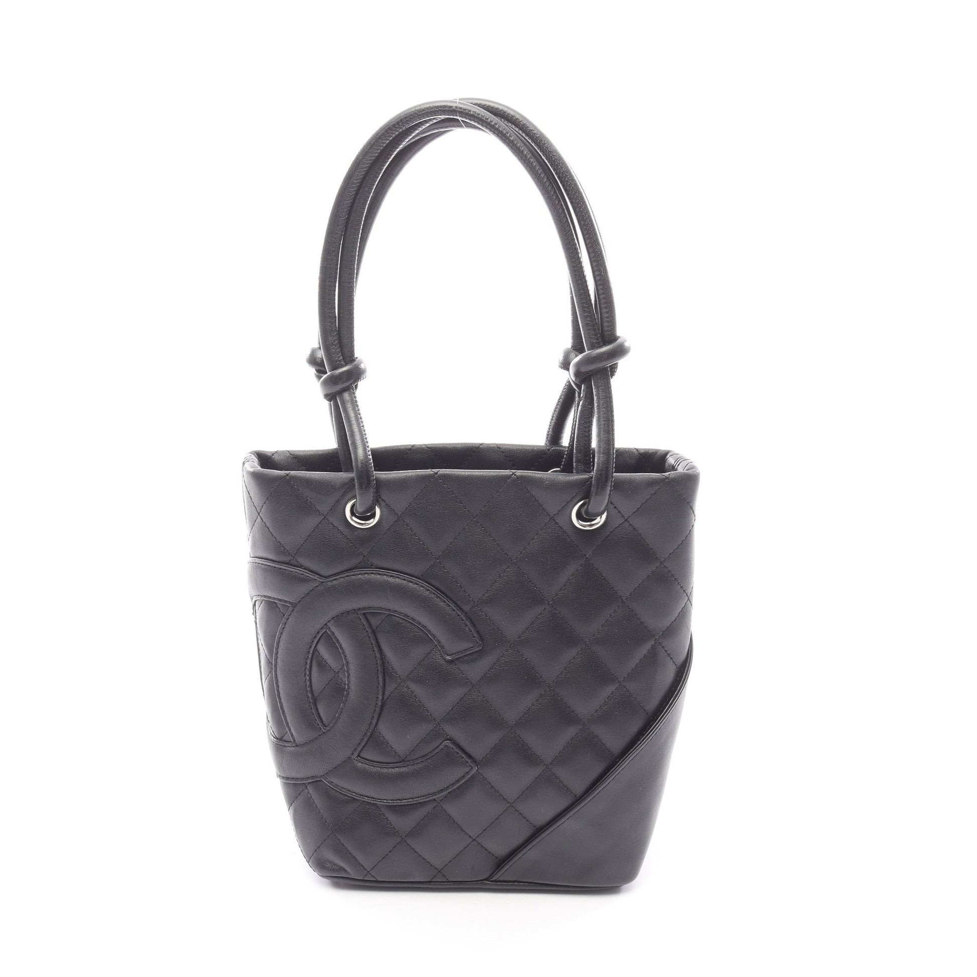 カンボンライン スモール ハンドバッグ トートバッグ レザー ブラック シルバー金具 シャネル バッグ CHANEL