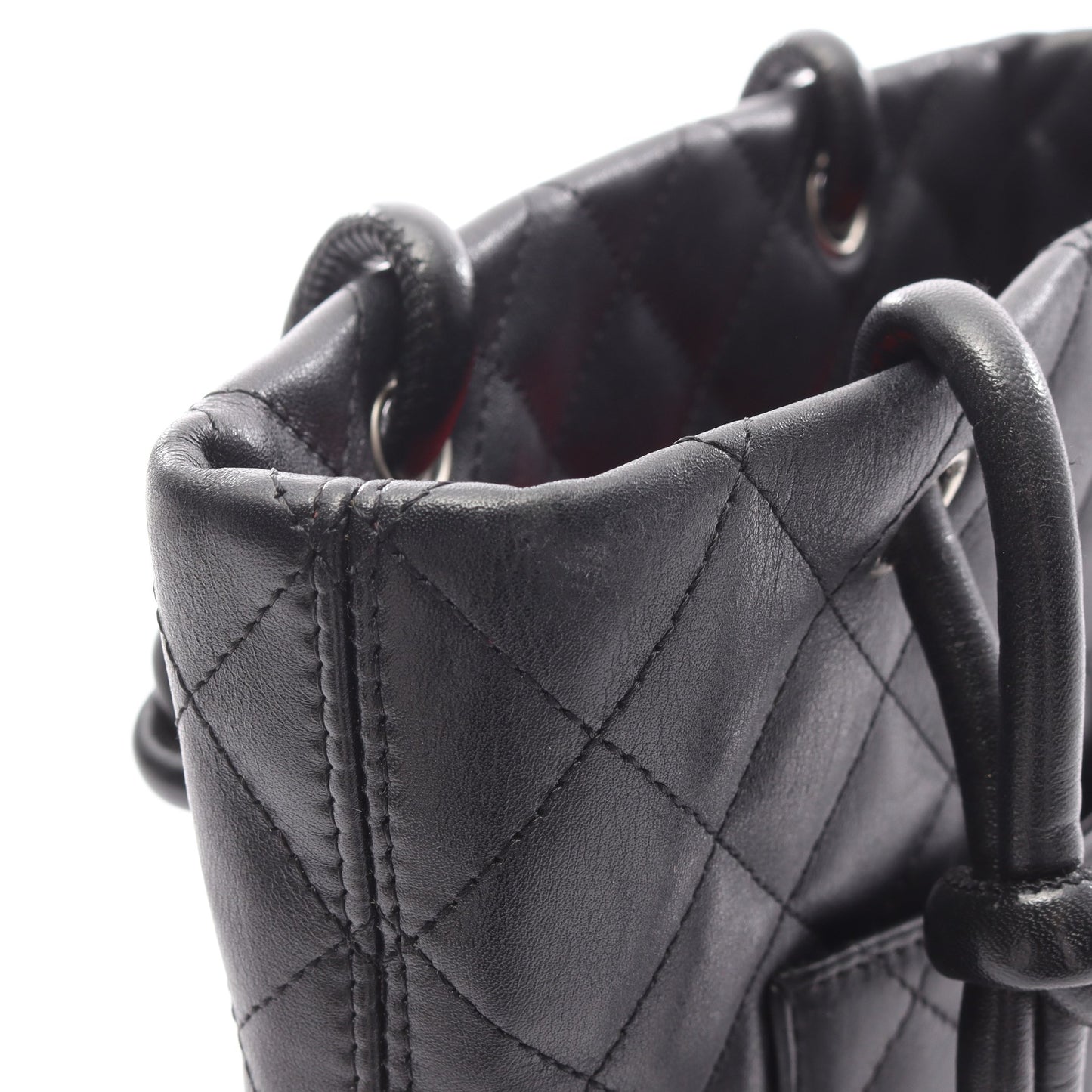カンボンライン スモール ハンドバッグ トートバッグ レザー ブラック シルバー金具 シャネル バッグ CHANEL