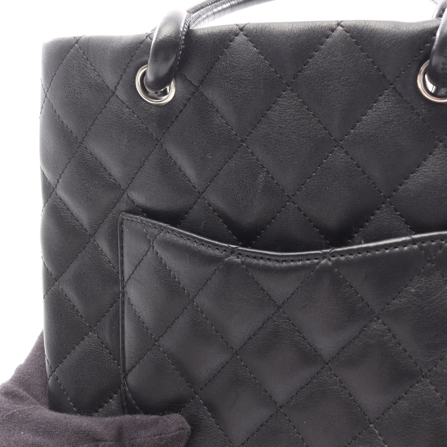 カンボンライン スモール ハンドバッグ トートバッグ レザー ブラック シルバー金具 シャネル バッグ CHANEL