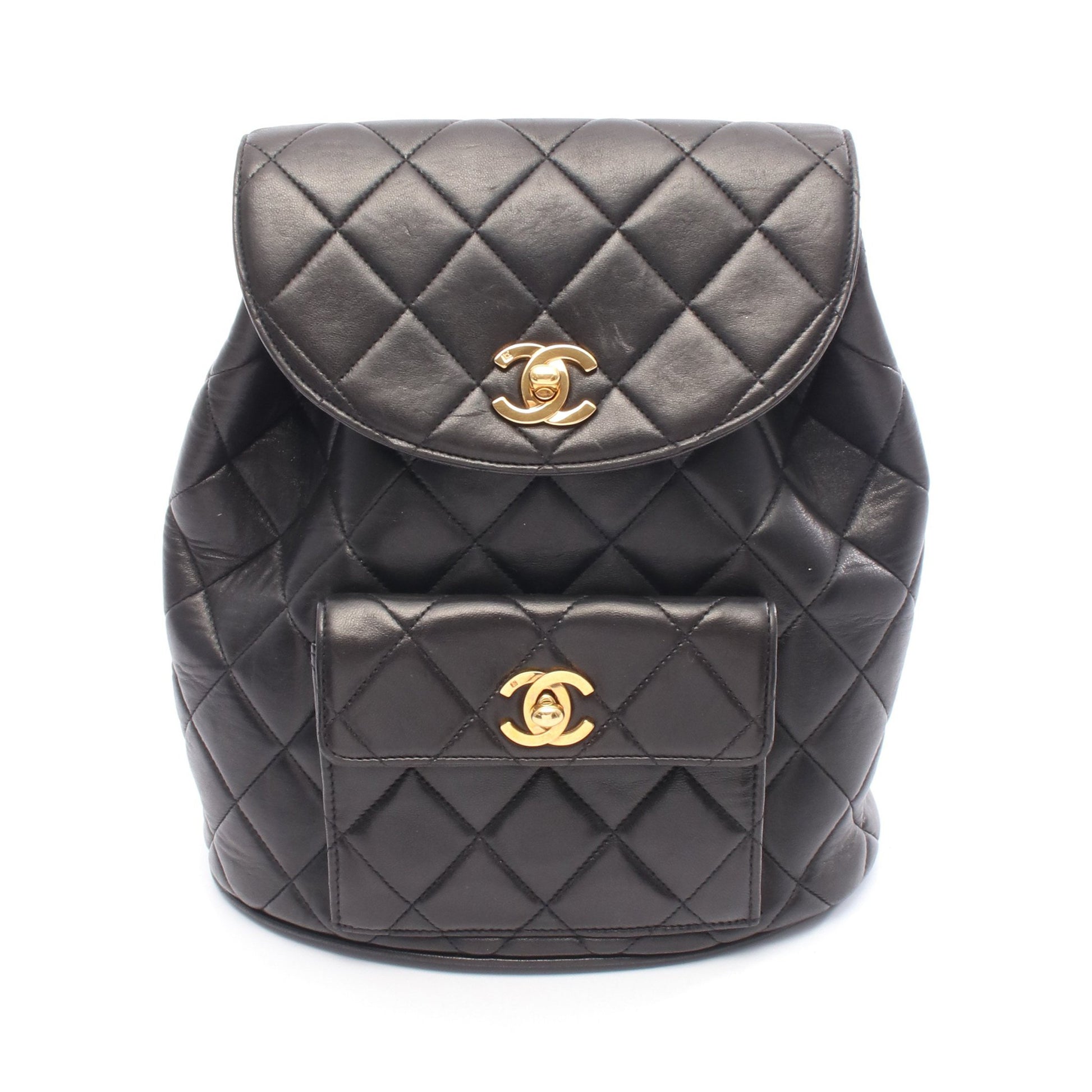 マトラッセ バックパック リュックサック ラムスキン ブラック ゴールド金具 シャネル バッグ CHANEL