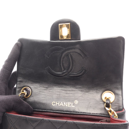 ミニマトラッセ チェーンショルダーバッグ ラムスキン ブラック ゴールド金具 シャネル バッグ CHANEL